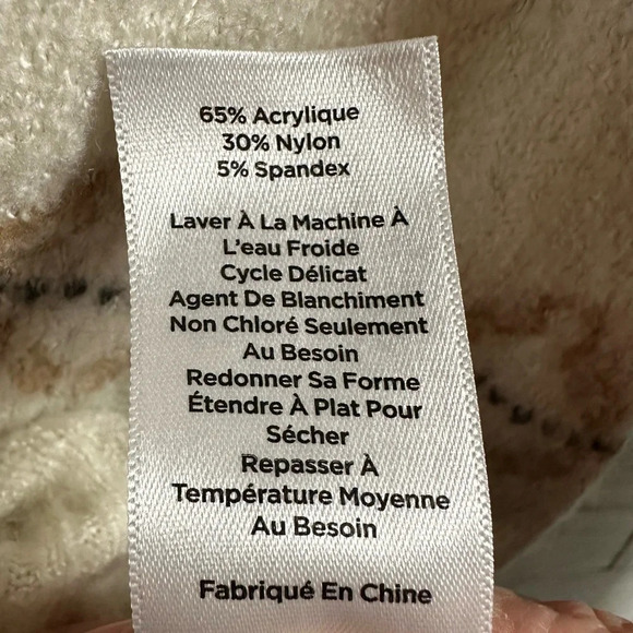 Talbots Fair Isle turtleneck sweater cream tan & gray soft, petite grandmacore - Picture 6 of 9